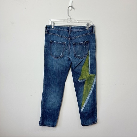 Loft Hand Painted Boyfriend Jeans Lightening Bolt Distressed - Picture 2 of 6